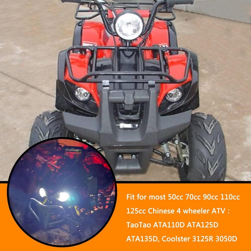 HOLATO 12V LED Headlight Front Head Lamp for 50cc 70cc 90cc 110cc 125cc TaoTao ATA 110D 125D Coolster 3050D 3125R Sunl Baja Roketa Apollo Kazuma Chinese ATV Four Wheeler Quad Parts Heavy Duty 2Pcs - Image 2